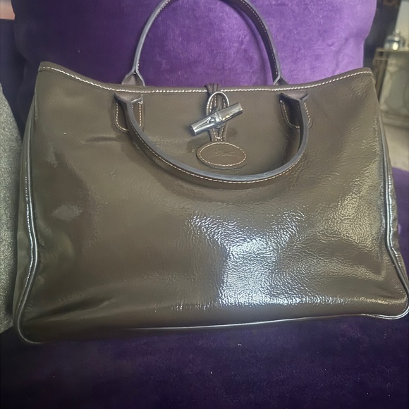 Longchamp Shiny Brown Tote Bag - Picture 2 of 2